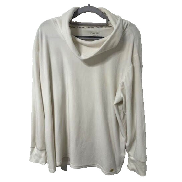 Calvin Klein Ivory Cowl Neck Long Sleeve Top S0 Soft Knit Pullover Women’s XL - Picture 1 of 7